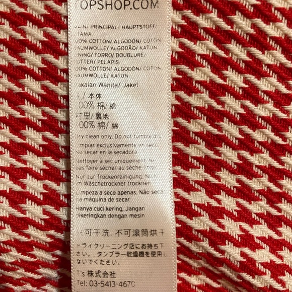 Topshop Red Houndstooth Jacket | US 6 UK 10 - Picture 8 of 13